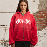 FADED RED ZIP HOODIE