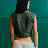 Army Green Slub Cropped Tank