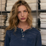 Blue Faded Serafino Long Sleeve