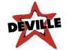 A red five-pointed star with a black outline, overlaid with the word "DEVILLE" in bold black letters on a white background.