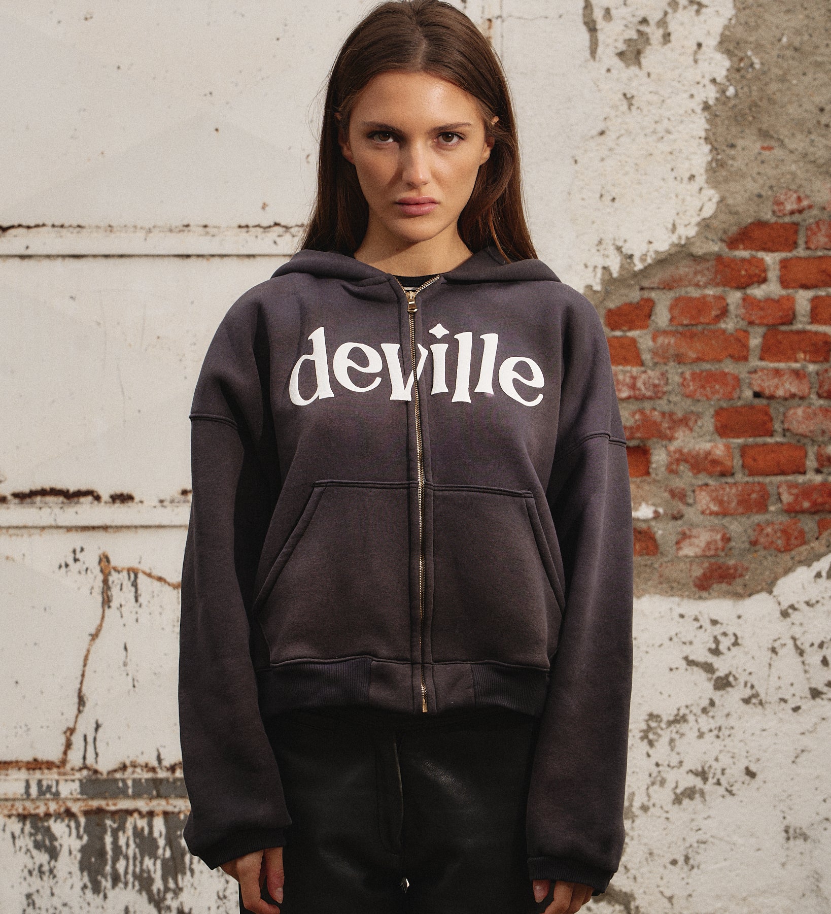Faded Black Zip Hoodie