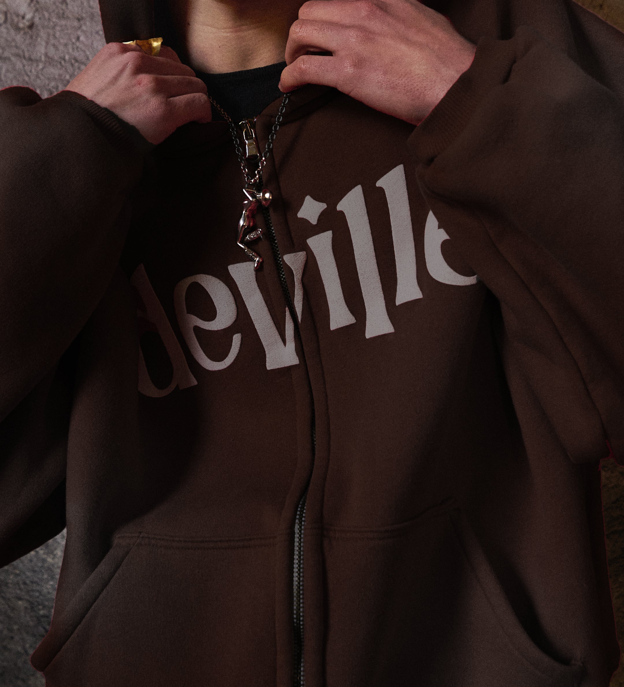 Faded Brown Zip Hoodie