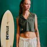 Army Green Slub Cropped Tank