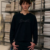 Black Waffle Thermal Raglan