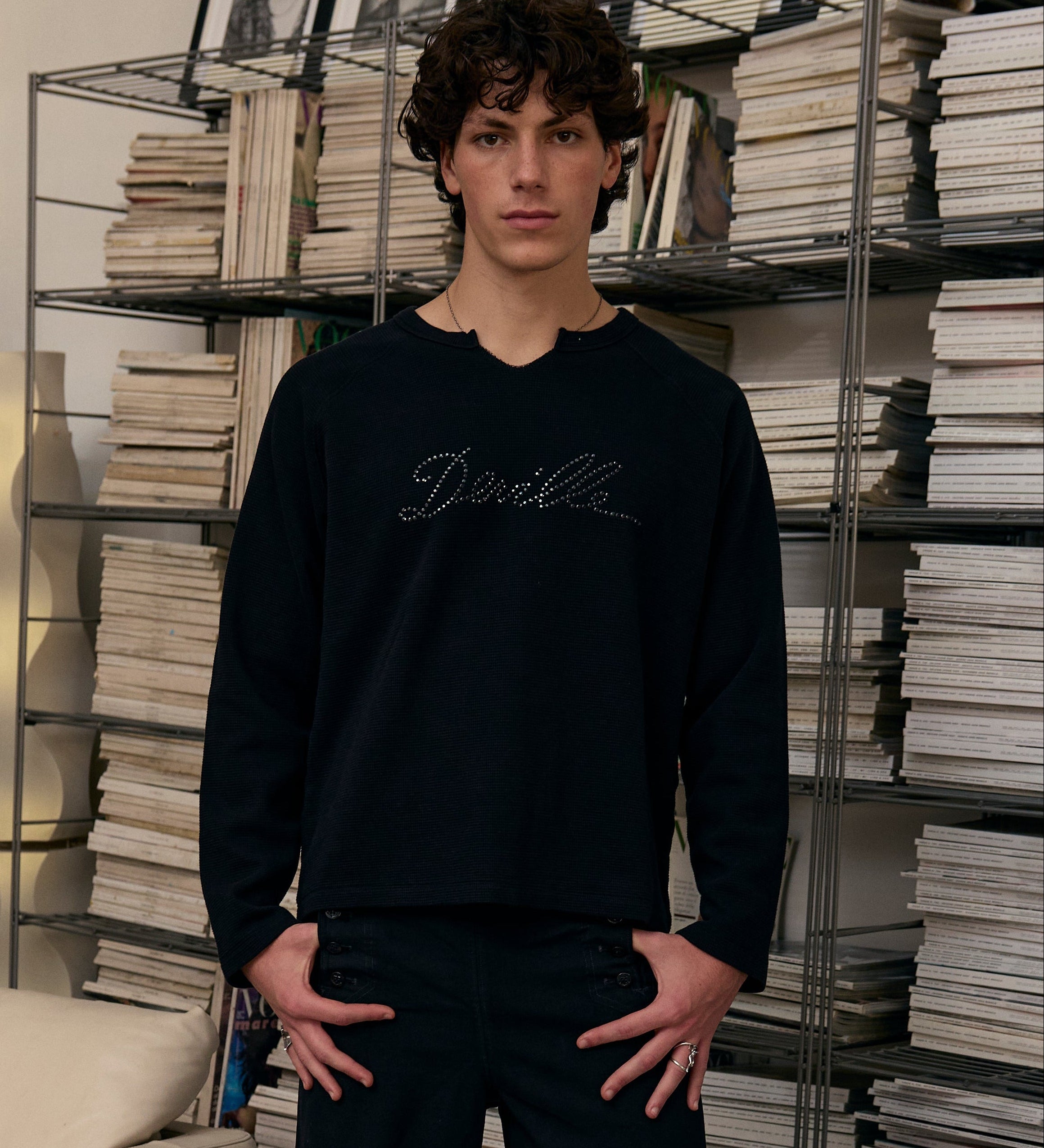 Black Waffle Thermal Raglan