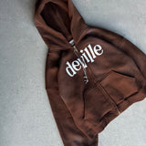 Faded Brown Zip Hoodie