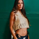 Cream Slub Cropped Tank